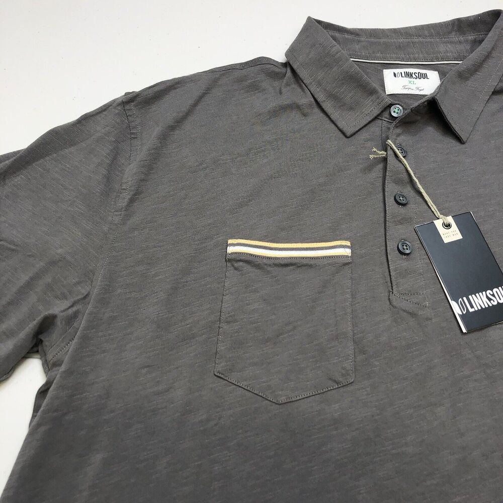 Linksoul Shirt Mens XL Charcoal Hopper Knit Polo Shirt Casual Preppy Golf LS1220 - Picture 5 of 11